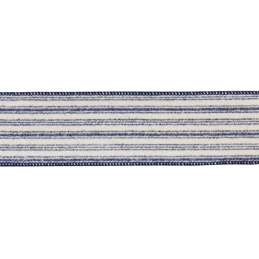 2.5” Blue Linen Striped Ribbon