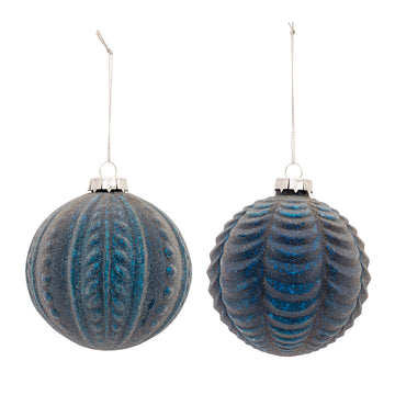 Textured Blue Ornament (Set of 2)