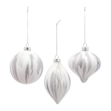 4.75-5.75” Watercolor Gray Ornament (Set of 3)