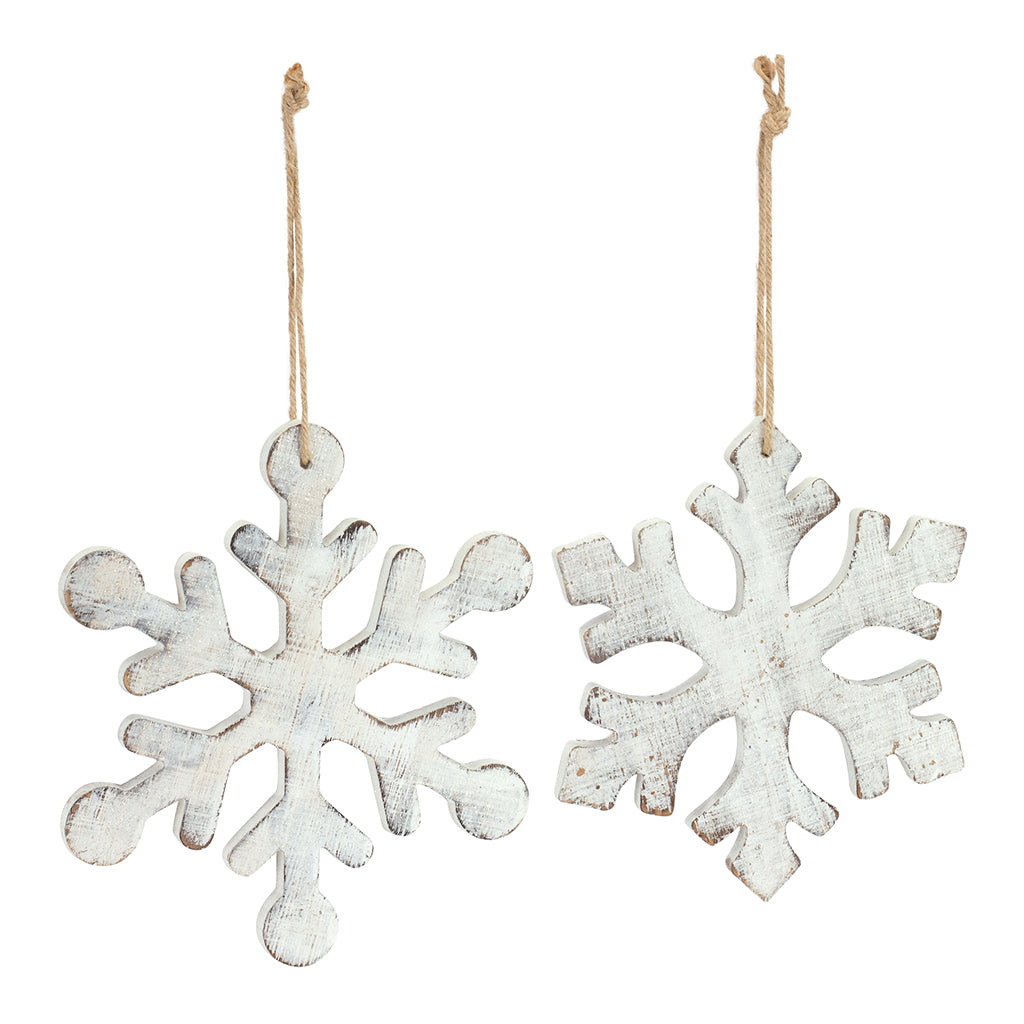 Vintage Wood Snowflake Ornament (Set of 2)