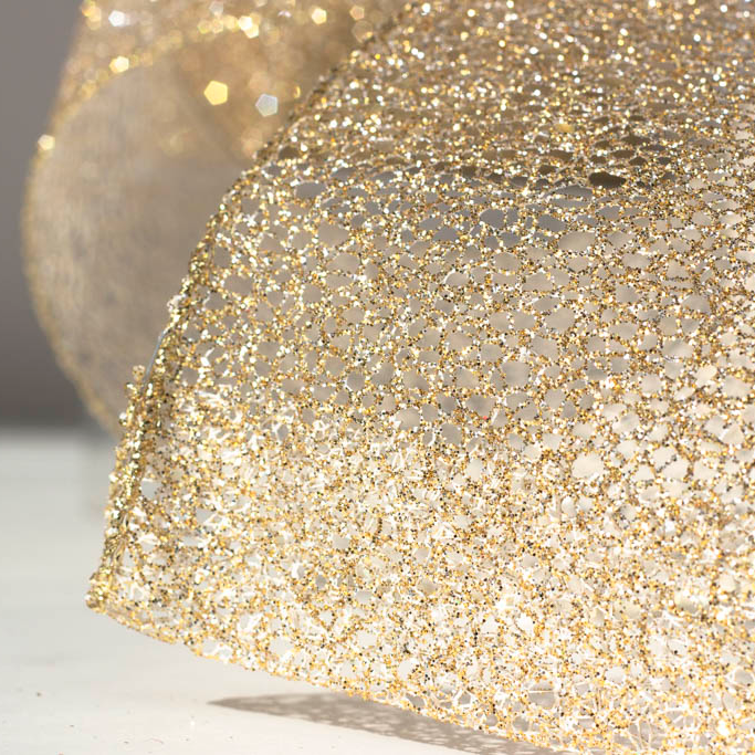 4" Gold Glitter Mesh Ribbon