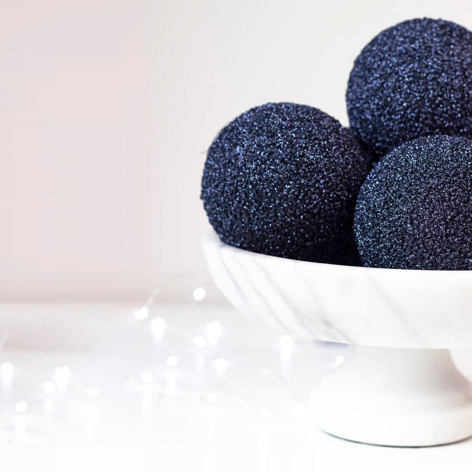 4” Dark Blue Glitter Ball Ornament (Box of 4)
