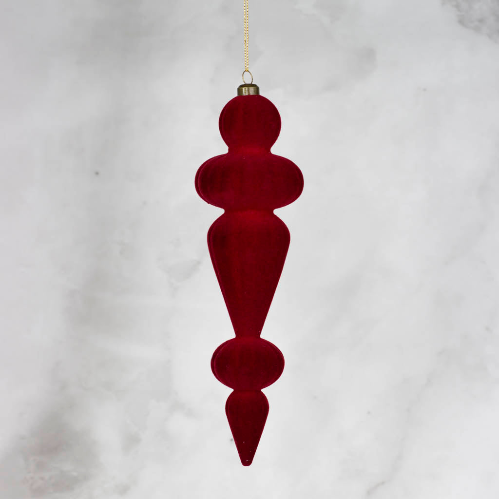 Cranberry Velvet Finial Ornament