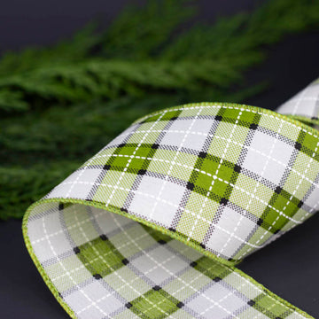 2.5" Lime Green Plaid Ribbon