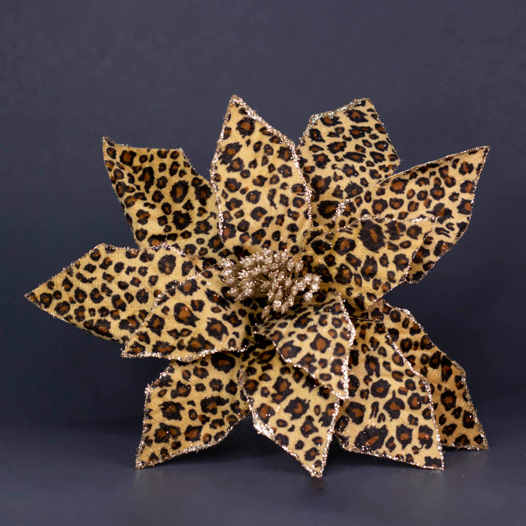 Leopard Print Poinsettia Stem
