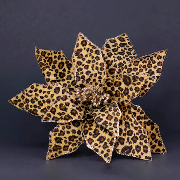 Leopard Print Poinsettia Stem