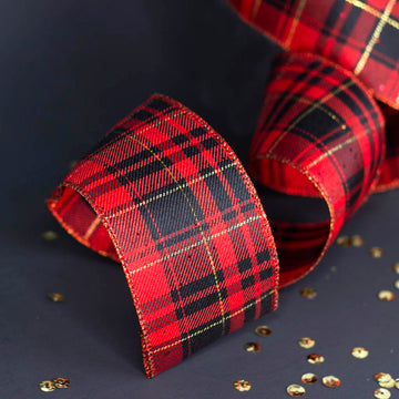 2.5" Black and Red Plaid Ribbon