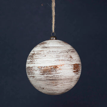 5” White and Copper Swirl Ball Ornament (Set of 2)