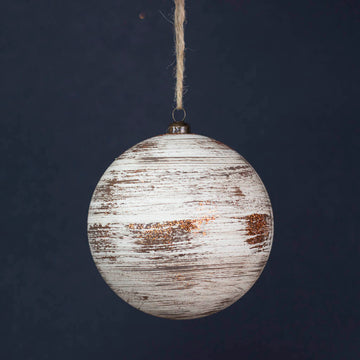White and Copper Swirl Ball Ornament (Set of 2)