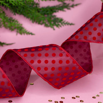 2.5" Cranberry with Red Velvet Polka Dot Ribbon