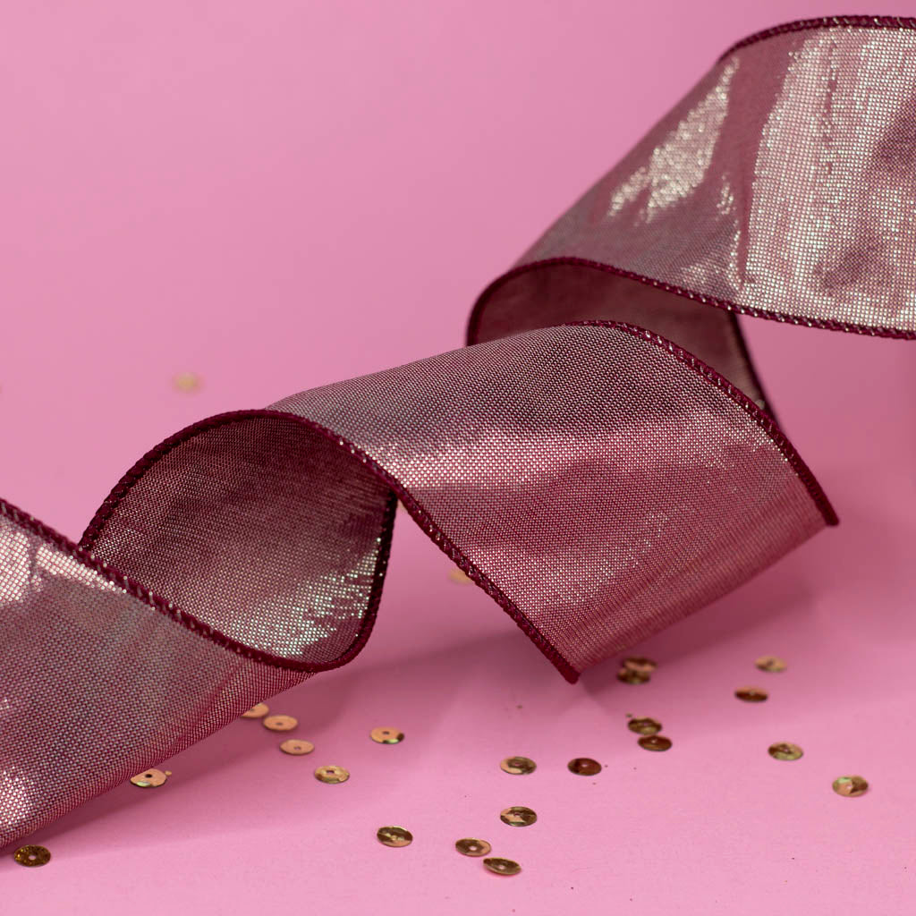 2.5" Sheer Cranberry Ribbon