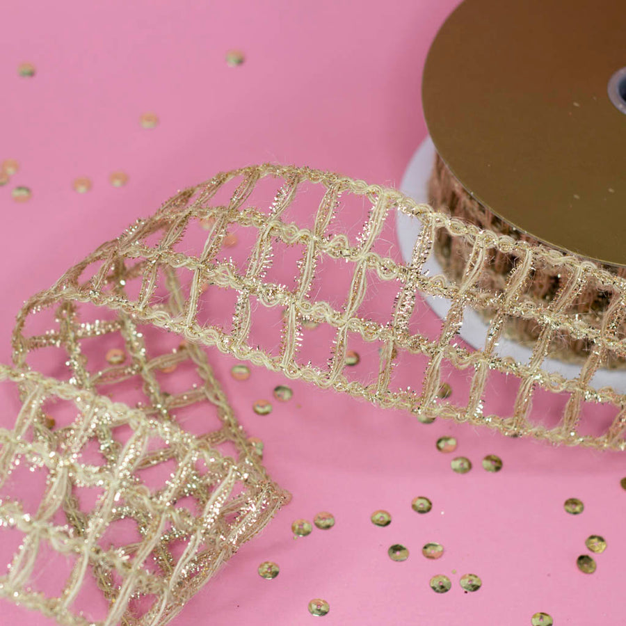2.5" Glitter Gold Wool Mesh
