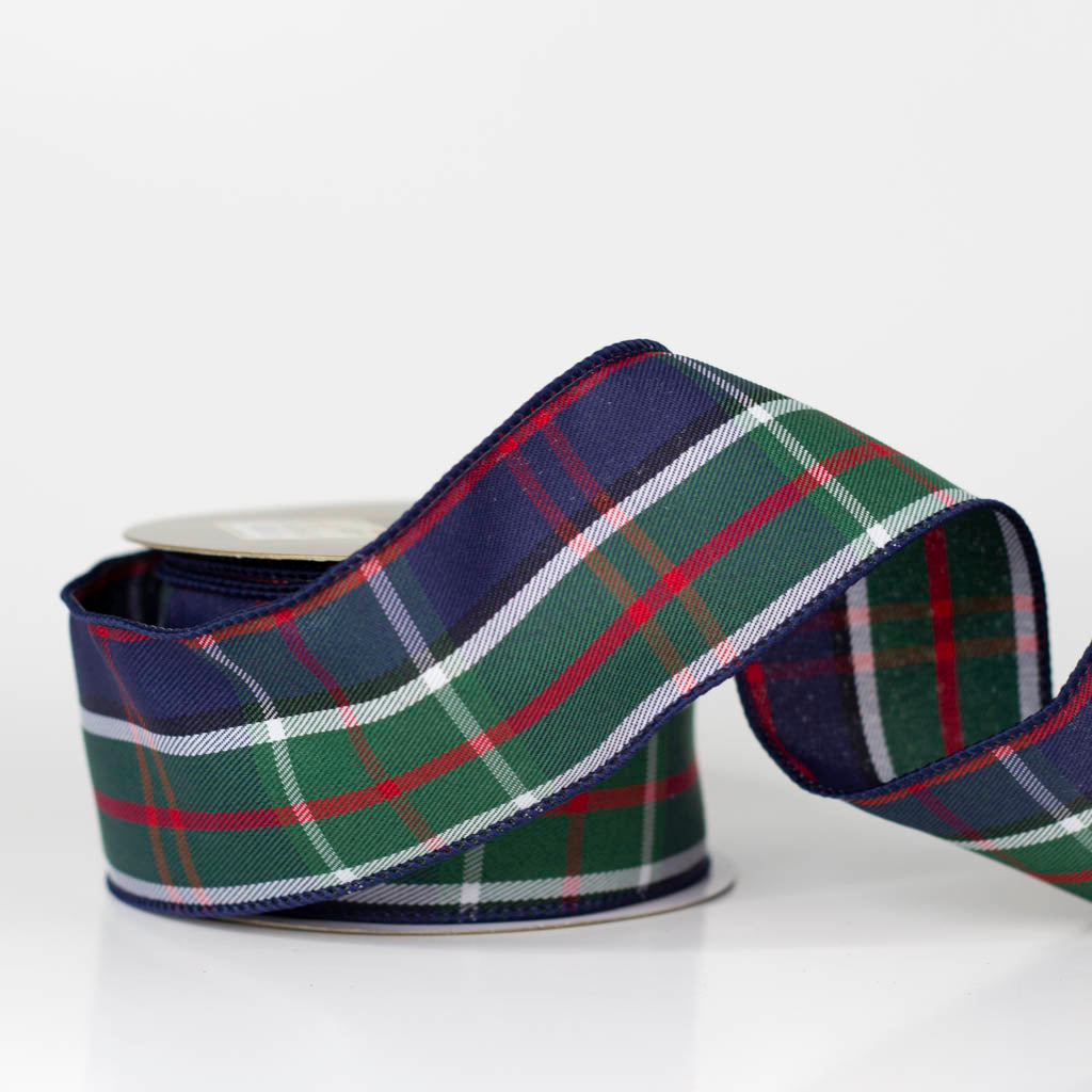 2.5" Blue and Green Plaid Ribbon