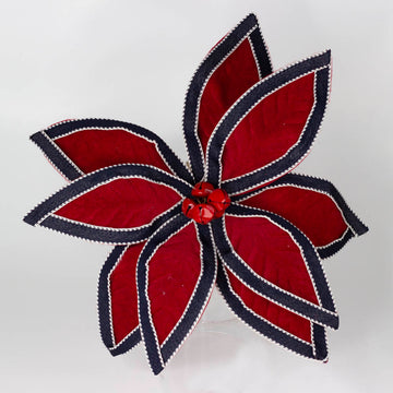 Red Poinsettia with Blue Lining