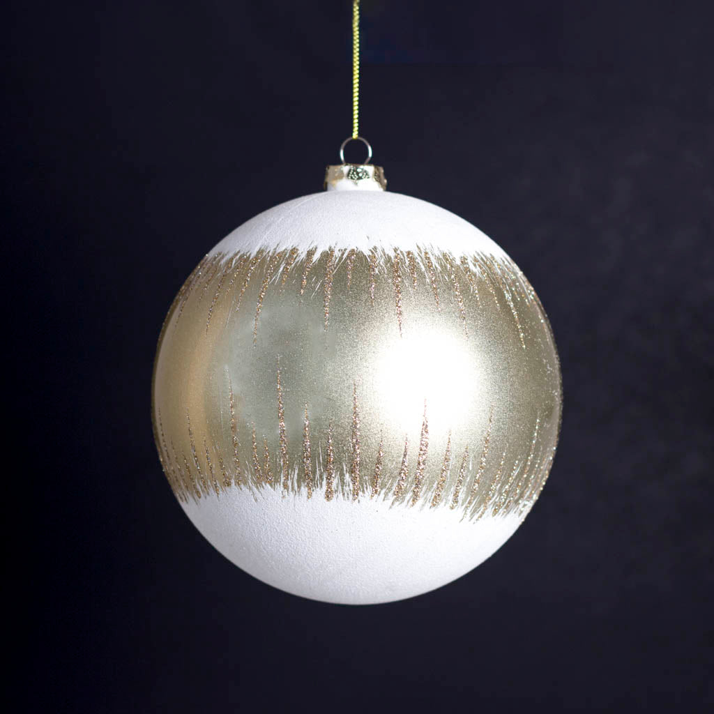 6” Snow Ball Ornament with Gold