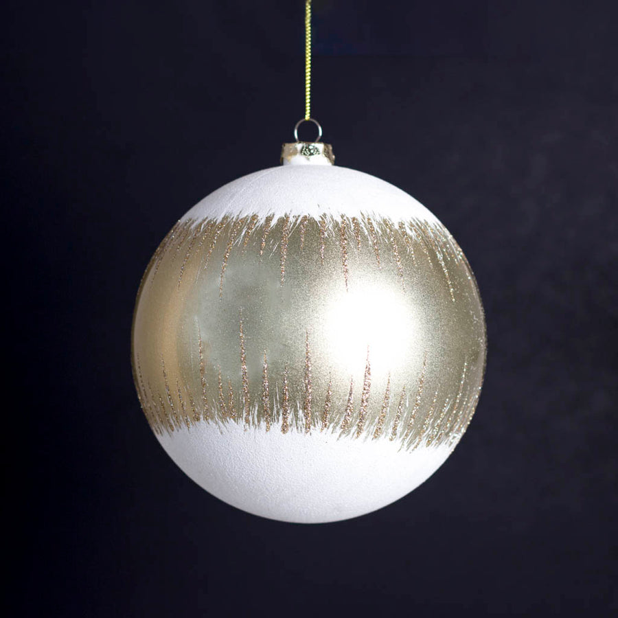 6” White/Champagne/Gold Ball Ornament