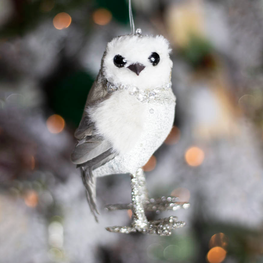 White and Silver Jeweled Owl