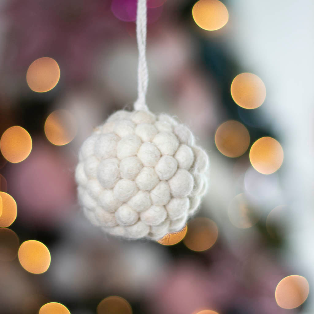 Ivory Pom Pom Ball Cluster Ornament
