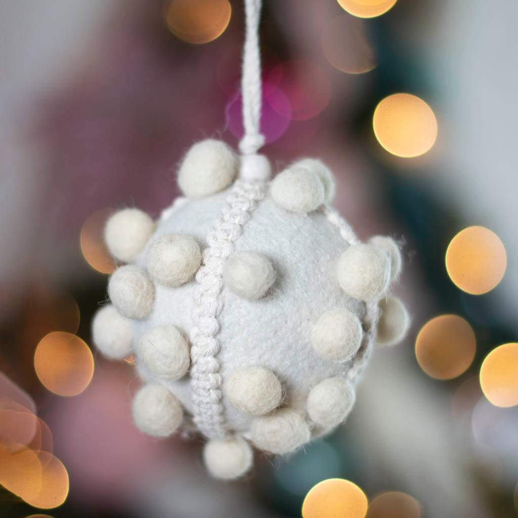 3” Macrame Pom Pom Ball Ornament