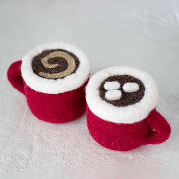 Felt Hot Chocolate and Coffee Ornament (Set of 2)