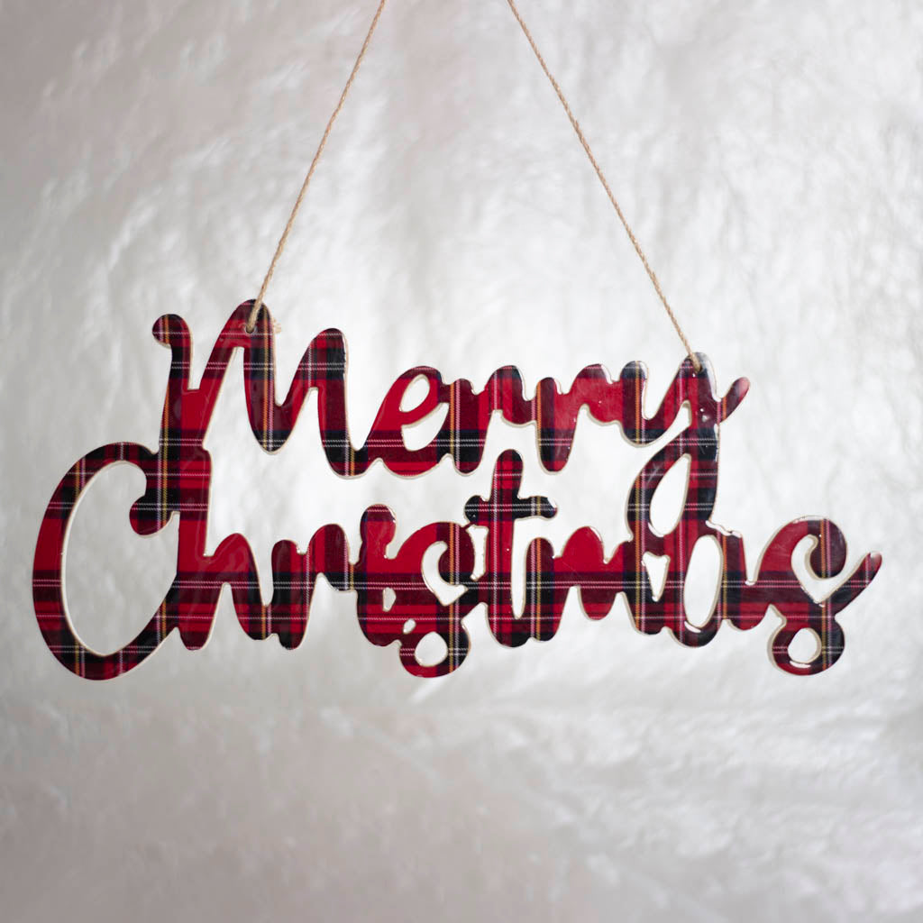 Black and Red Plaid Merry Christmas Sign