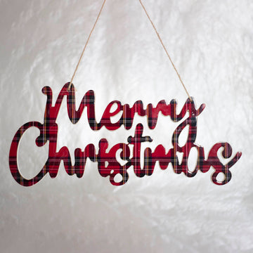 Black and Red Plaid Merry Christmas Sign