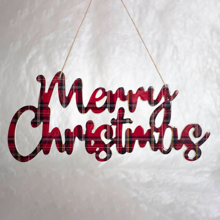 Black and Red Plaid Merry Christmas Sign