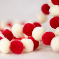 Red and White Pom Pom Garland