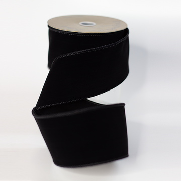 2.5" Black Velvet Wired Edge Ribbon