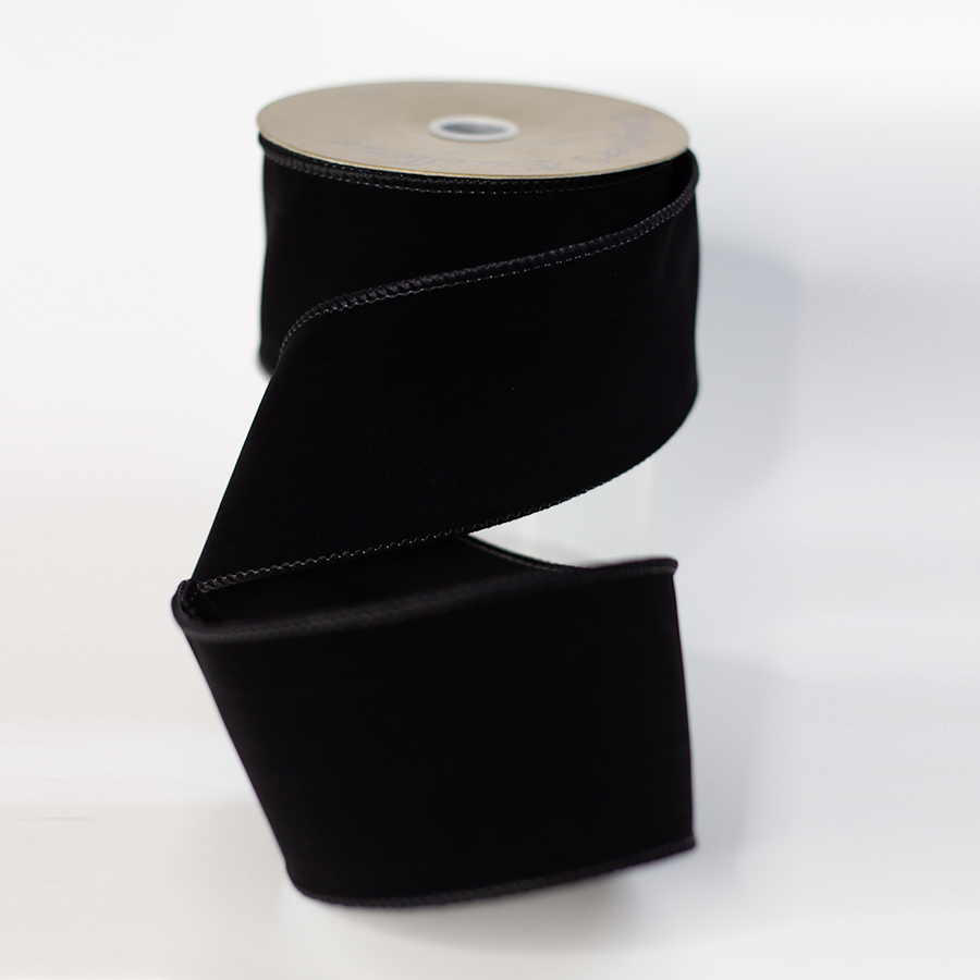 2.5" Black Velvet Wired Edge Ribbon