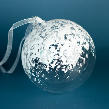 4” Clear Ball Ornament with Frosted Snow