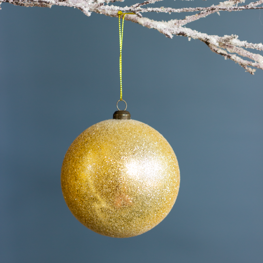4” Gold Glitter Ball Ornament Noel Decor
