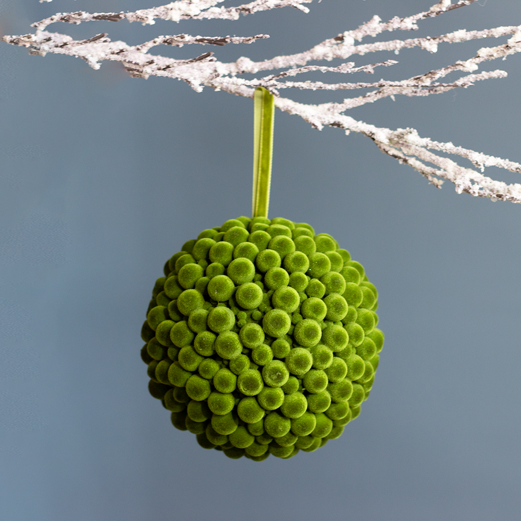 5” Green Mossy Ornament Ball
