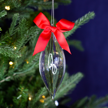 6.75” Clear Finial with Red Ribbon Ornament