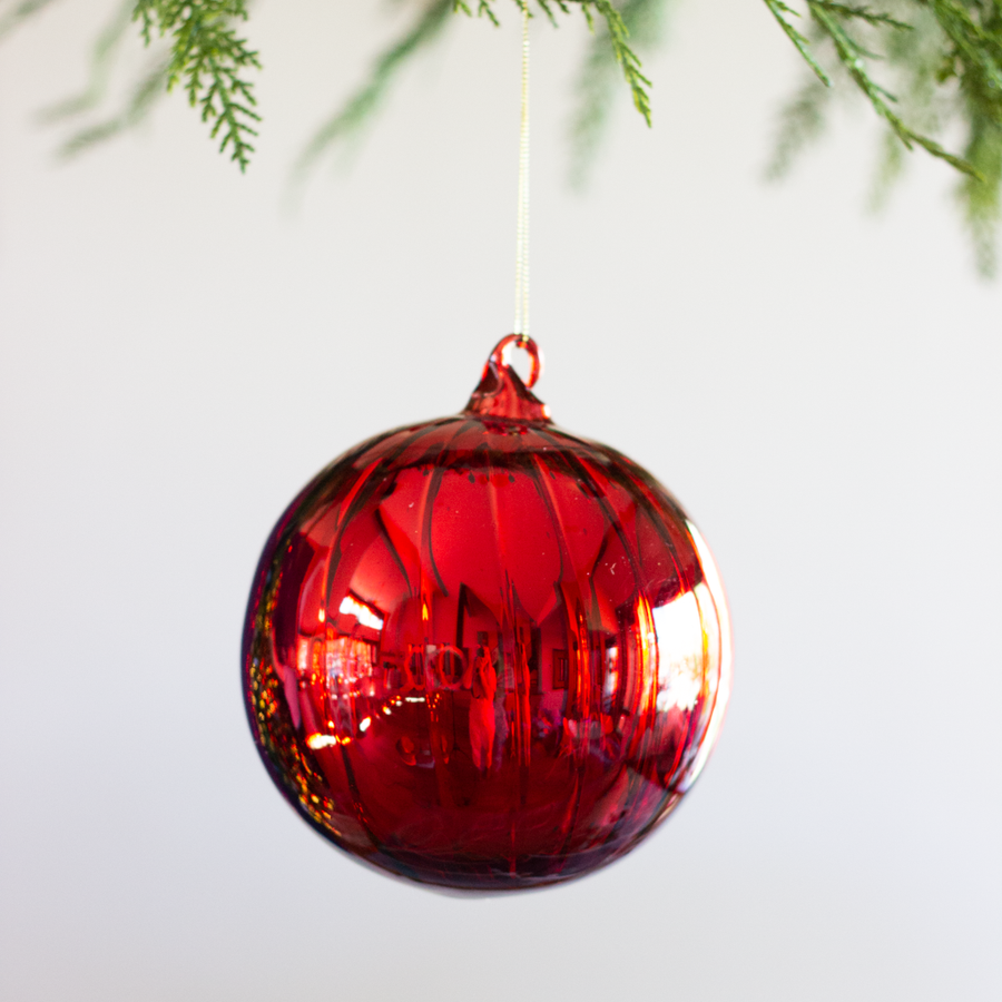 Small Red Glass Ball Ornament