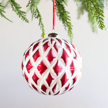 White and Red Ball Ornament