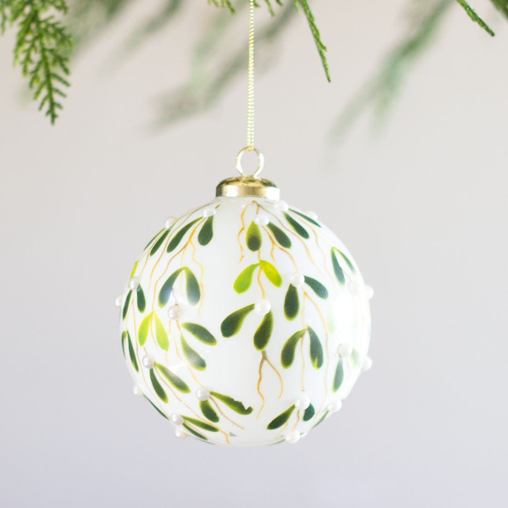 4” Holly Leaf Ball Ornament