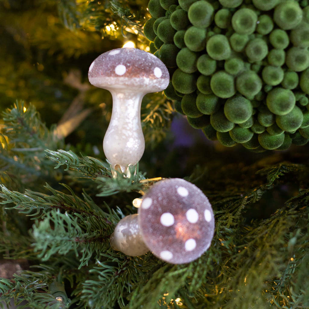 Taupe Mushroom Clip Ornament (Set of 2)