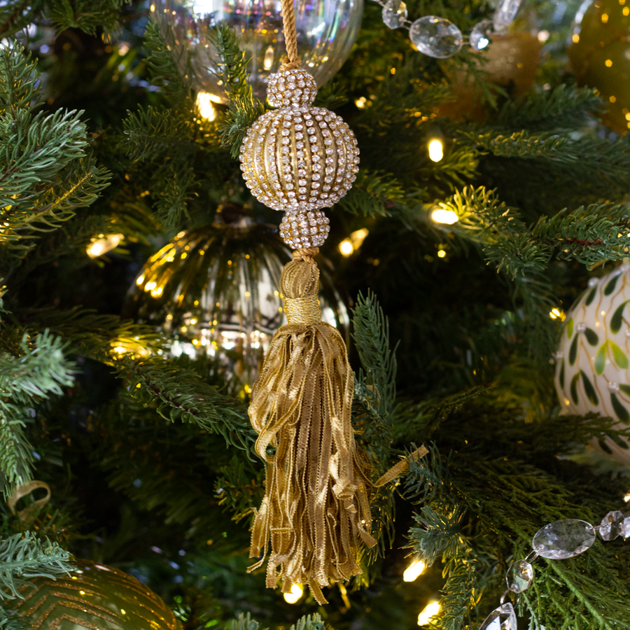 7” Jeweld Gold Tassle Ornament