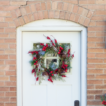 24" Pine Cone and Berry Wreath