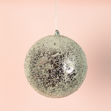 Silver Beaded Ball Ornament