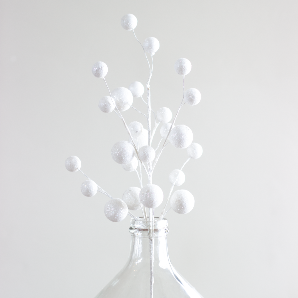 White Glitter Pom Pom Spray