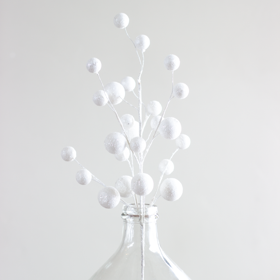 White Glitter Pom Pom Spray