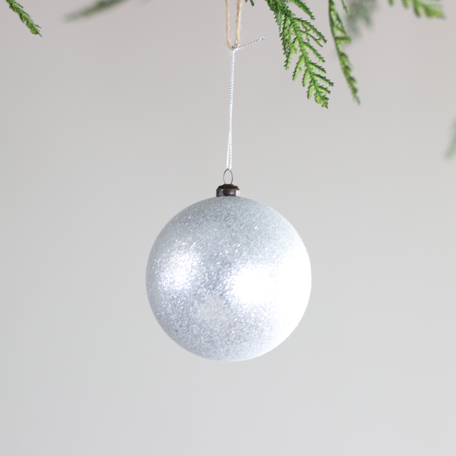 4” Silver Shimmery Ball Ornament