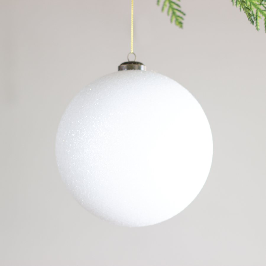 4” White Shimmery Ball Ornament