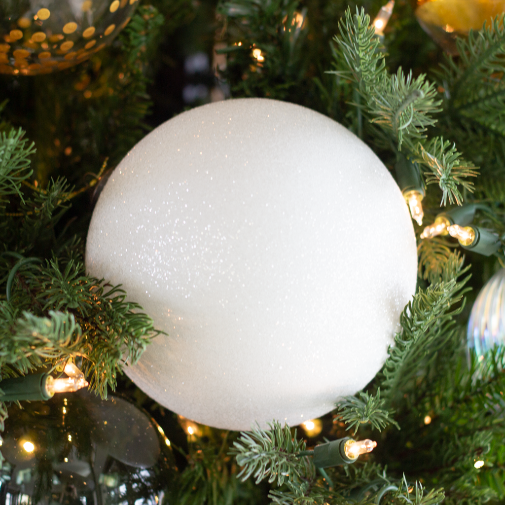 4” White Shimmery Ball Ornament