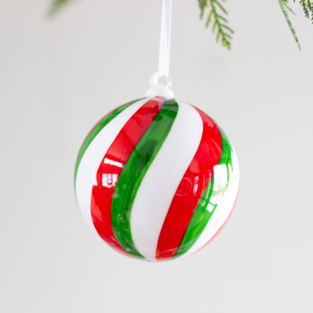 4.75” Peppermint Candy Ball Ornament