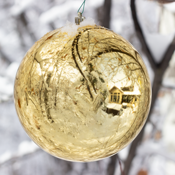 4.75” Small Gold Plastic Ball Ornament (Set of 2)