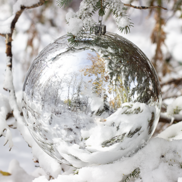 8” Large Silver Plastic Ball Ornament