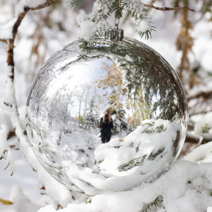 6” Medium Silver Plastic Ball Ornament